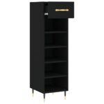 Armoire à chaussures noir 30x35x105 cm bois d'ingénierie – Image 3