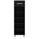 Armoire à chaussures noir 30x35x105 cm bois d'ingénierie – Image 4