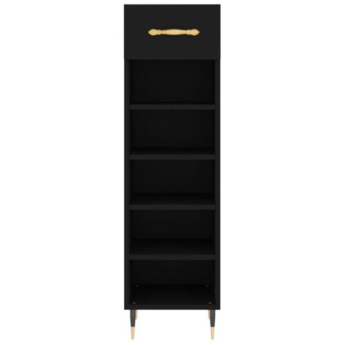 Armoire à chaussures noir 30x35x105 cm bois d'ingénierie – Image 4
