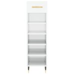 Armoire à chaussure Blanc brillant 30x35x105 cm Bois ingénierie – Image 4
