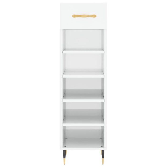 Armoire à chaussure Blanc brillant 30x35x105 cm Bois ingénierie – Image 4