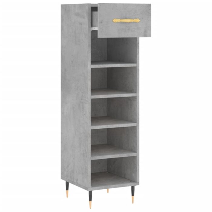 Armoire à chaussures gris béton 30x35x105 cm bois d'ingénierie – Image 3