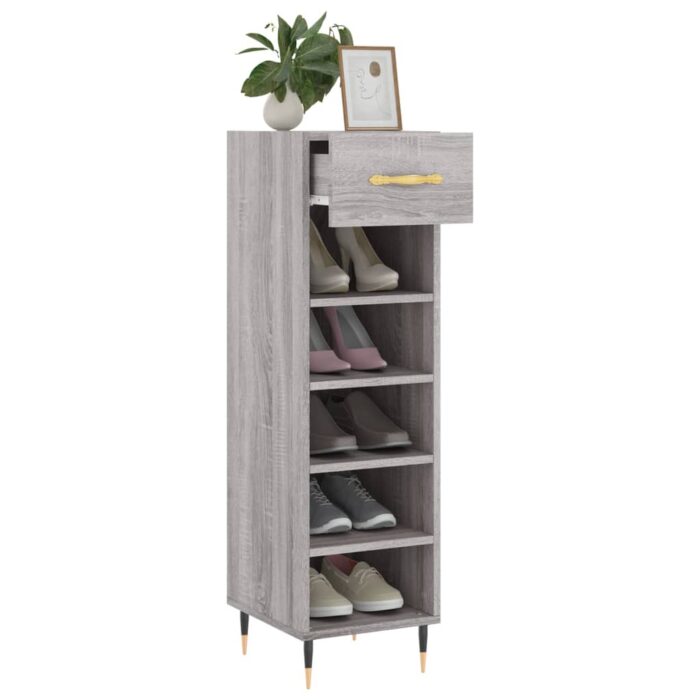 Meuble à chaussures sonoma gris 30x35x105 cm bois d'ingénierie – Image 2