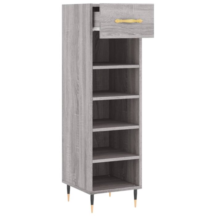 Meuble à chaussures sonoma gris 30x35x105 cm bois d'ingénierie – Image 3