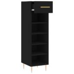 Armoire à chaussures noir 30x35x105 cm bois d'ingénierie – Image 3
