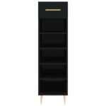 Armoire à chaussures noir 30x35x105 cm bois d'ingénierie – Image 4