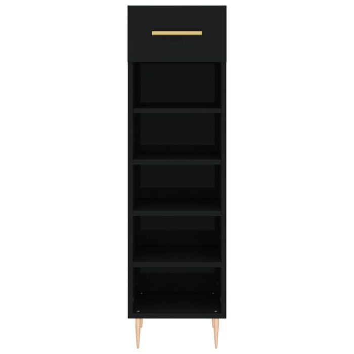 Armoire à chaussures noir 30x35x105 cm bois d'ingénierie – Image 4