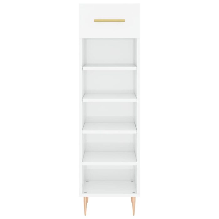Armoire à chaussure Blanc brillant 30x35x105 cm Bois ingénierie – Image 4