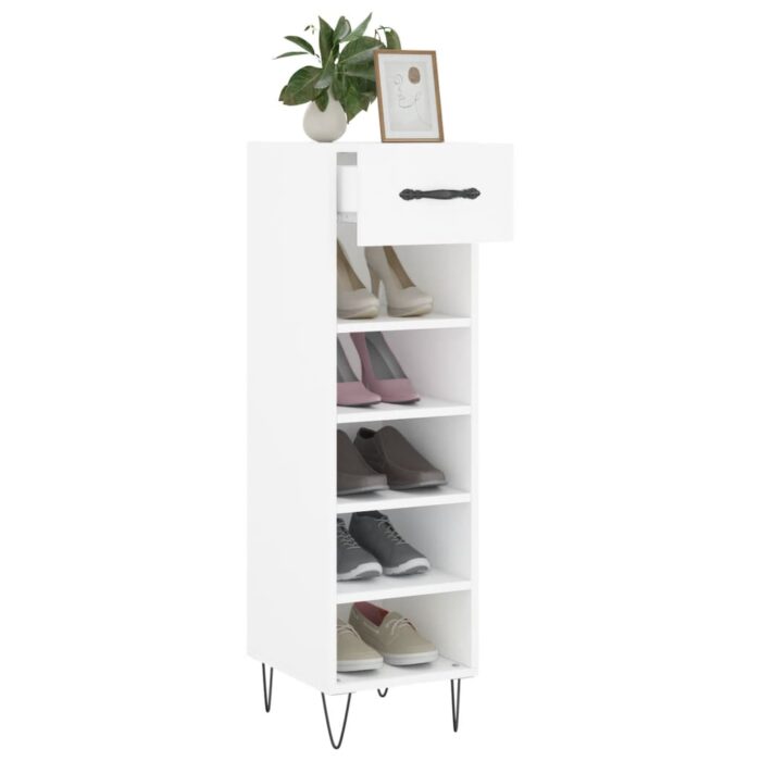 Armoire à chaussures blanc 30x35x105 cm bois d'ingénierie – Image 2