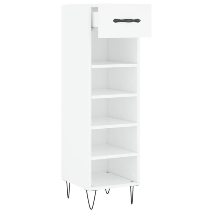 Armoire à chaussures blanc 30x35x105 cm bois d'ingénierie – Image 3