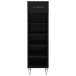 Armoire à chaussures noir 30x35x105 cm bois d'ingénierie – Image 4