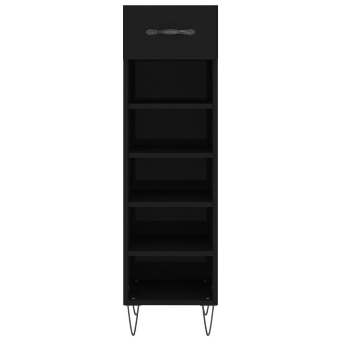 Armoire à chaussures noir 30x35x105 cm bois d'ingénierie – Image 4