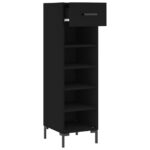 Armoire à chaussures noir 30x35x105 cm bois d'ingénierie – Image 3