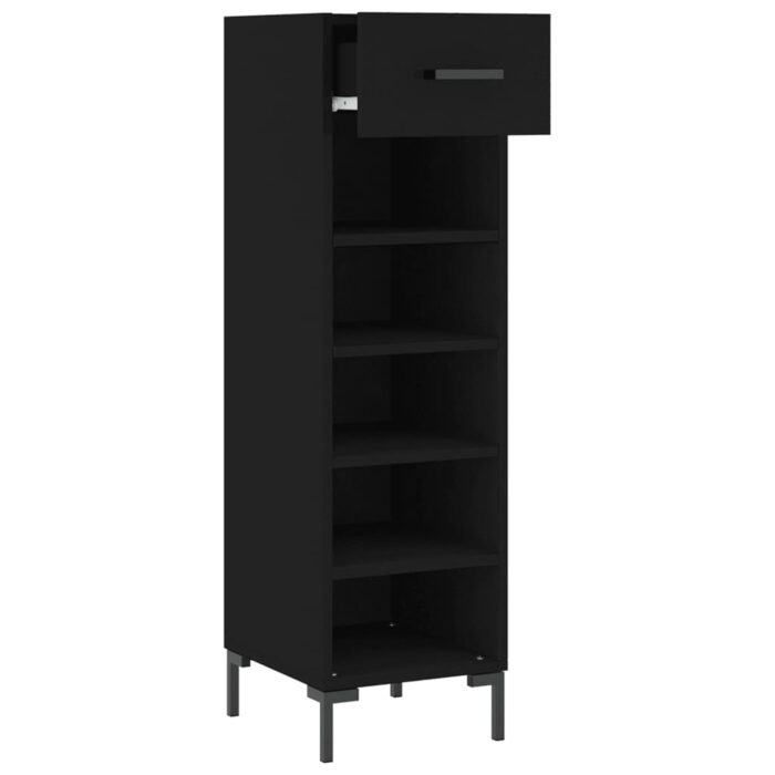 Armoire à chaussures noir 30x35x105 cm bois d'ingénierie – Image 3