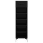 Armoire à chaussures noir 30x35x105 cm bois d'ingénierie – Image 4