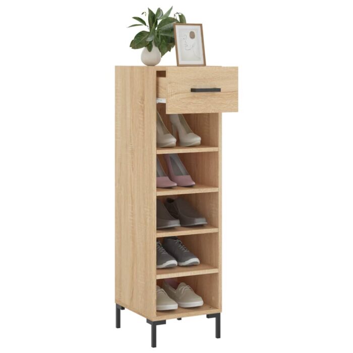 Armoire à chaussures chêne sonoma 30x35x105cm bois d'ingénierie – Image 2
