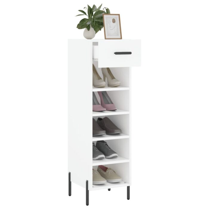 Armoire à chaussures blanc 30x35x105 cm bois d'ingénierie – Image 2