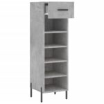 Armoire à chaussures gris béton 30x35x105 cm bois d'ingénierie – Image 3