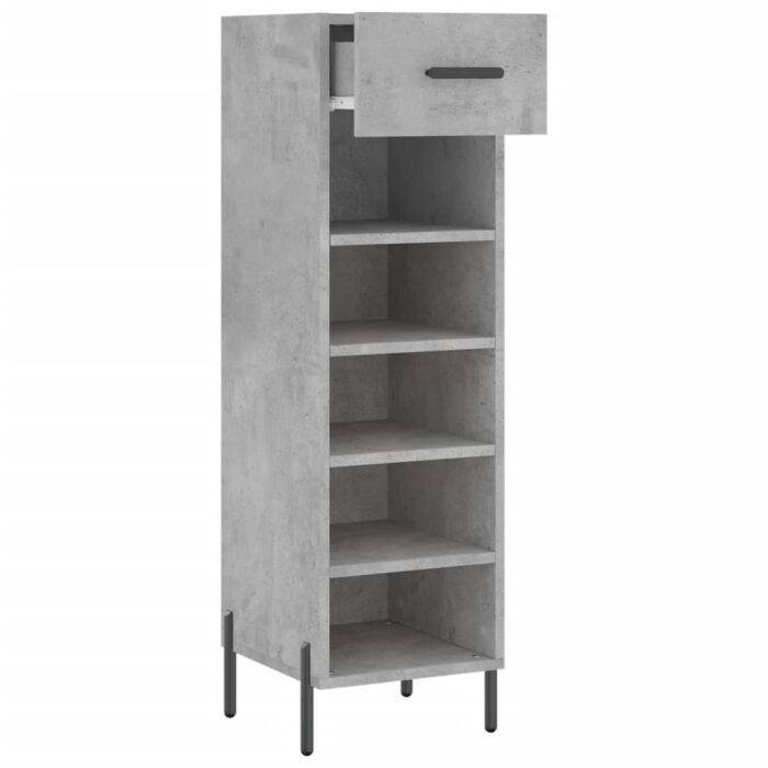 Armoire à chaussures gris béton 30x35x105 cm bois d'ingénierie – Image 3