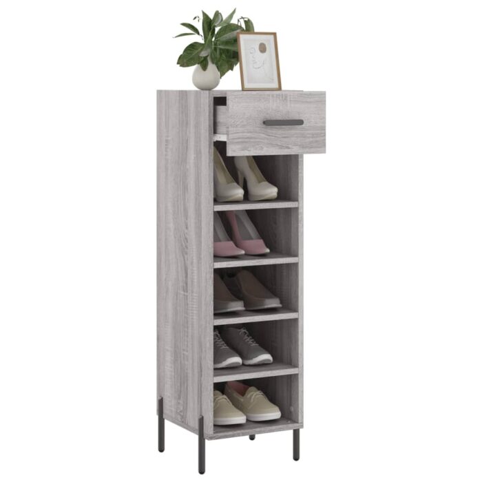 Meuble à chaussures sonoma gris 30x35x105 cm bois d'ingénierie – Image 2