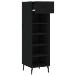Armoire à chaussures noir 30x35x105 cm bois d'ingénierie – Image 3