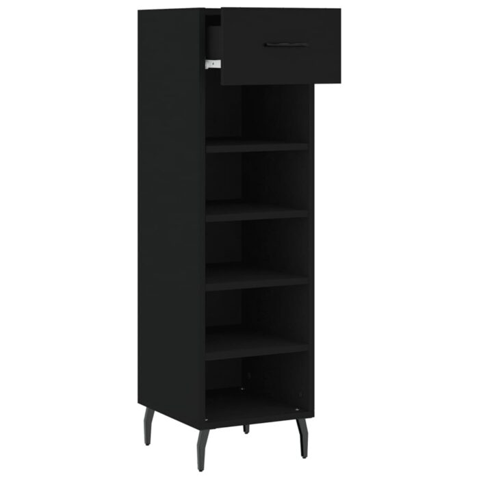 Armoire à chaussures noir 30x35x105 cm bois d'ingénierie – Image 3