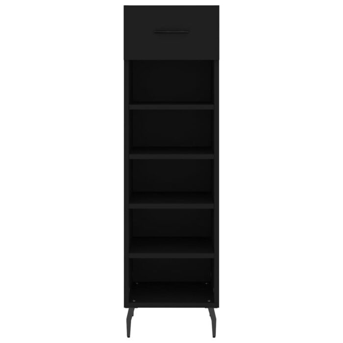 Armoire à chaussures noir 30x35x105 cm bois d'ingénierie – Image 4