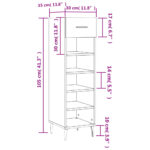 Armoire à chaussures gris béton 30x35x105 cm bois d'ingénierie – Image 10