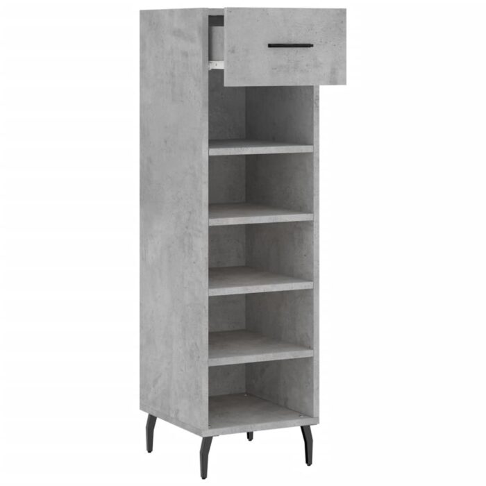 Armoire à chaussures gris béton 30x35x105 cm bois d'ingénierie – Image 3