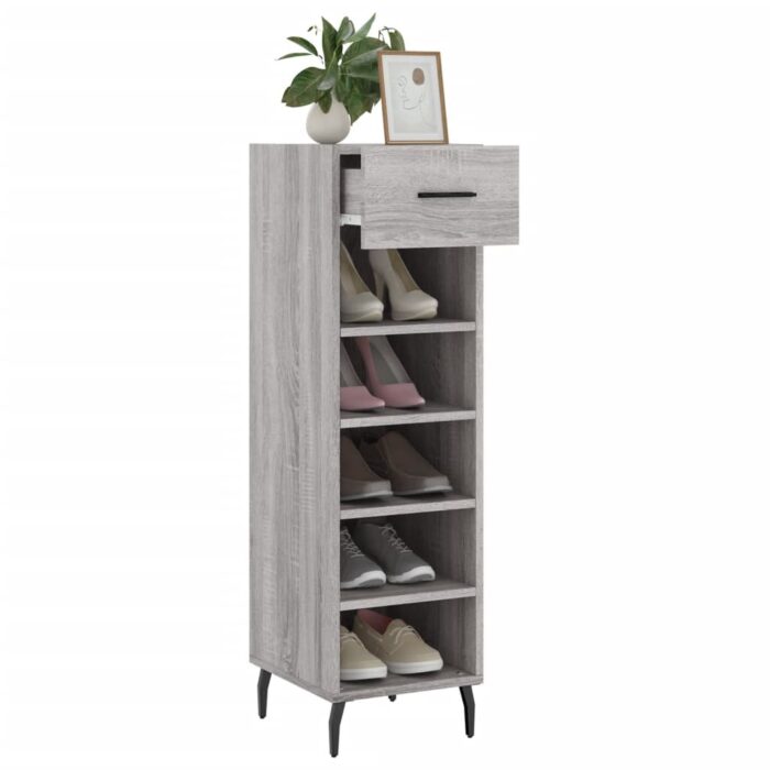 Meuble à chaussures sonoma gris 30x35x105 cm bois d'ingénierie – Image 2