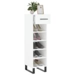 Armoire à chaussures blanc 30x35x105 cm bois d'ingénierie – Image 2