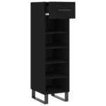 Armoire à chaussures noir 30x35x105 cm bois d'ingénierie – Image 3