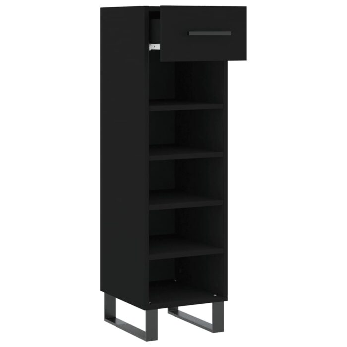 Armoire à chaussures noir 30x35x105 cm bois d'ingénierie – Image 3