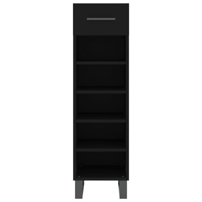 Armoire à chaussures noir 30x35x105 cm bois d'ingénierie – Image 4