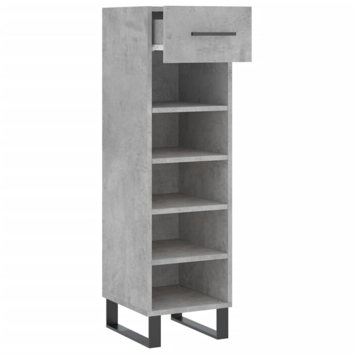 Armoire à chaussures gris béton 30x35x105 cm bois d'ingénierie – Image 3