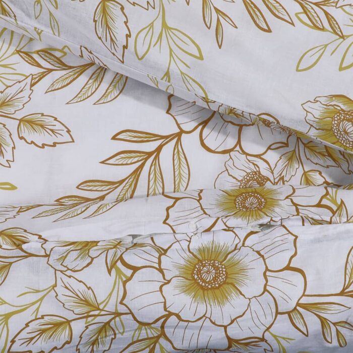 Ensemble de housse de couette blanc et marron 140x200 cm Coton – Image 2