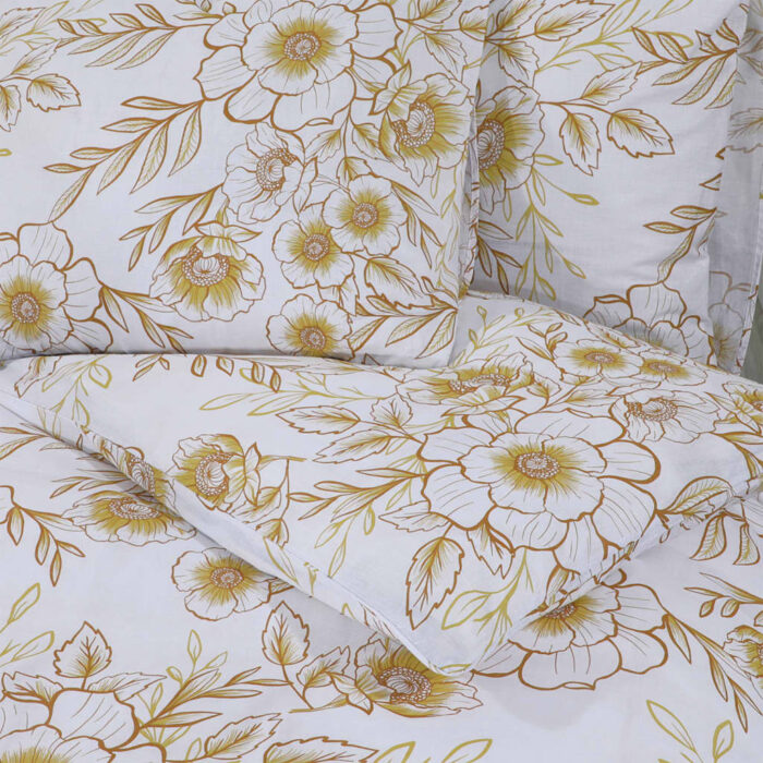 Ensemble de housse de couette blanc et marron 140x200 cm Coton – Image 3