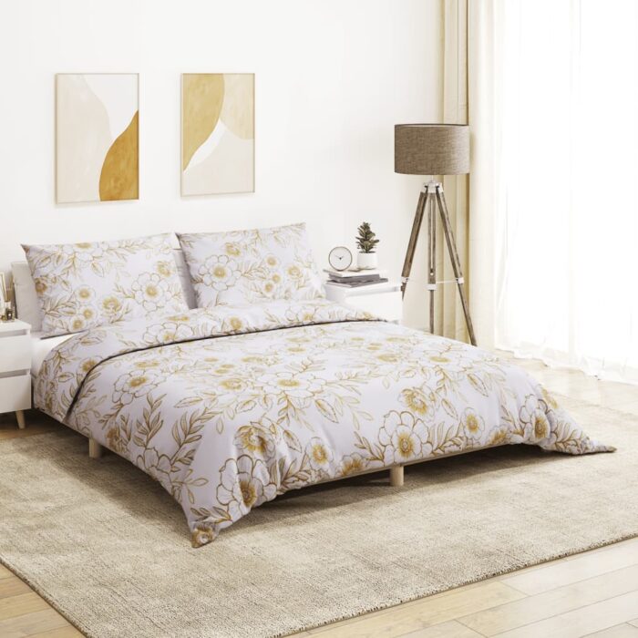 VXL8720845431969_m_en_hd_1.jpg Ensemble de housse de couette blanc et marron 140x200 cm Coton – Image 1