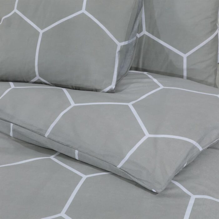 Ensemble de housse de couette Gris 220x240 cm Coton – Image 3