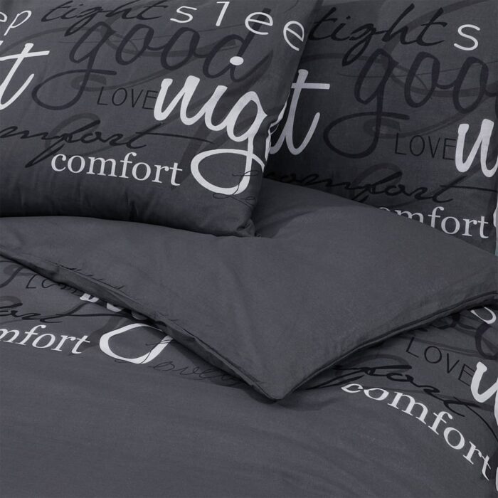 Ensemble de housse de couette Noir 260x240 cm Coton – Image 3