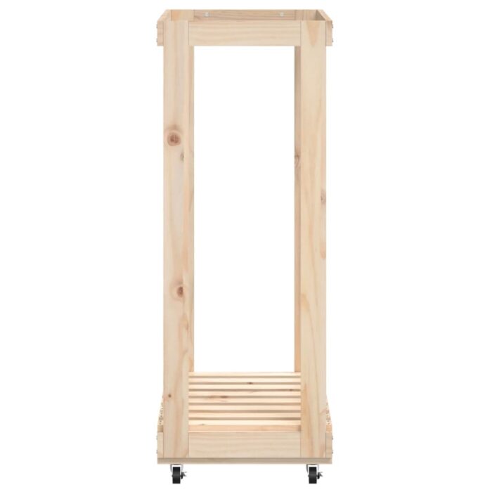 Porte-bûches avec roulettes 76,5x40x108 cm bois massif de pin – Image 3