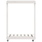 Porte-bûches avec roulettes blanc 76,5x40x108cm bois massif pin – Image 2
