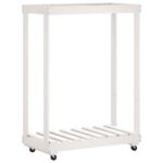 Porte-bûches avec roulettes blanc 76,5x40x108cm bois massif pin – Image 4