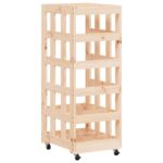 Porte-bûches avec roulettes 40x49x110 cm bois massif de pin – Image 2