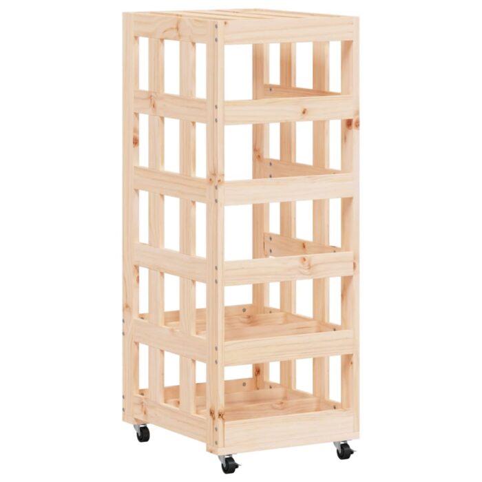 Porte-bûches avec roulettes 40x49x110 cm bois massif de pin – Image 2