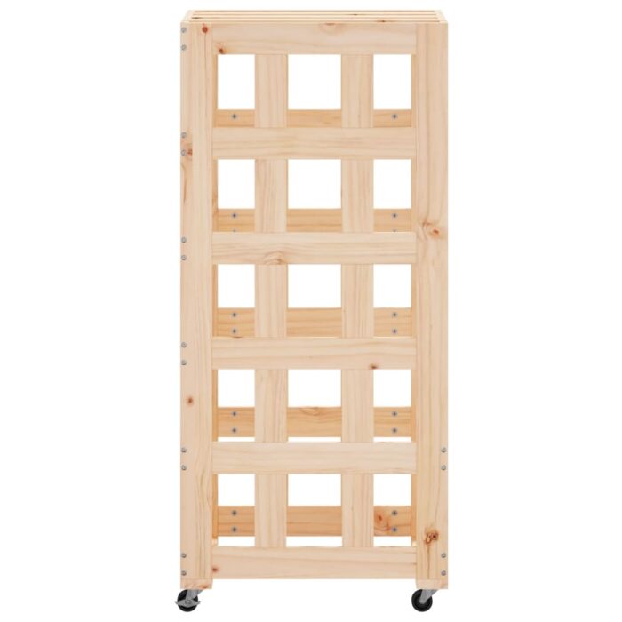 Porte-bûches avec roulettes 40x49x110 cm bois massif de pin – Image 4