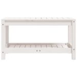 Banc de jardin blanc 82,5x35x45 cm bois massif de pin – Image 2
