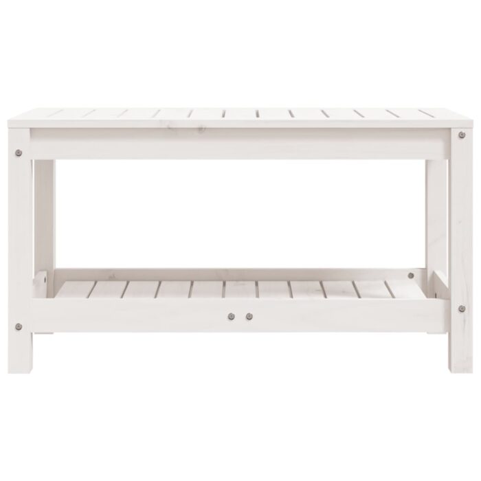 Banc de jardin blanc 82,5x35x45 cm bois massif de pin – Image 2