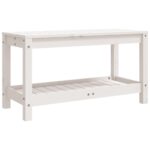 Banc de jardin blanc 82,5x35x45 cm bois massif de pin – Image 3