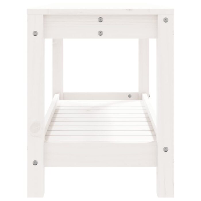 Banc de jardin blanc 82,5x35x45 cm bois massif de pin – Image 4